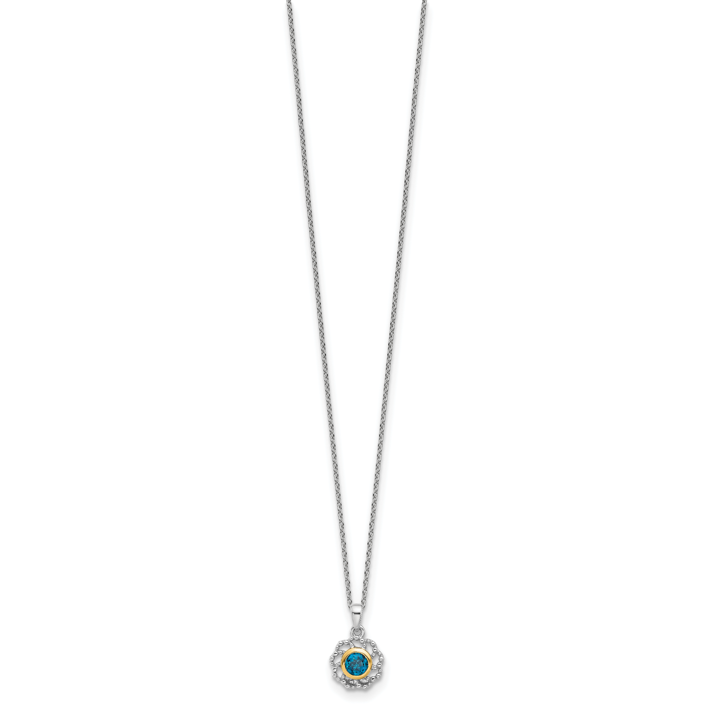 Shey Couture Sterling Silver Rhodium-Plated with 14k Accent London Blue Topaz 18 inch Necklace Main image