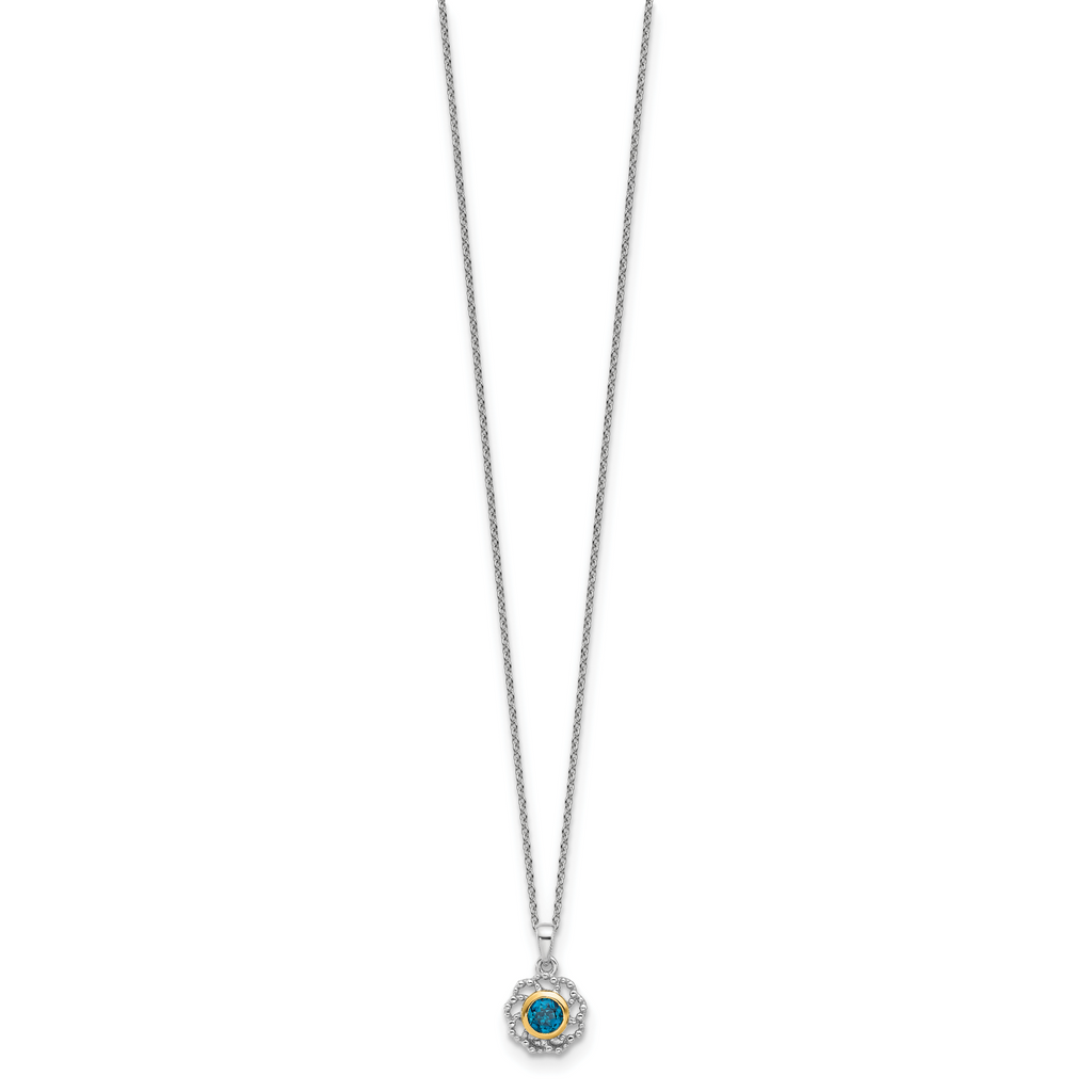 Shey Couture Sterling Silver Rhodium-Plated with 14k Accent London Blue Topaz 18 inch Necklace