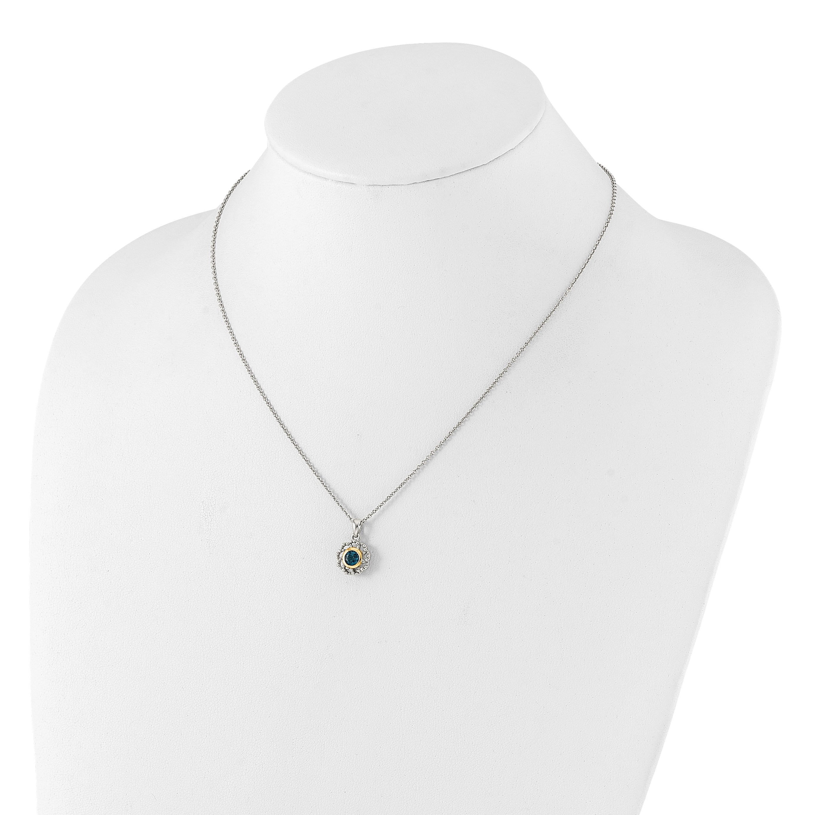 Shey Couture Sterling Silver Rhodium-Plated with 14k Accent London Blue Topaz 18 inch Necklace