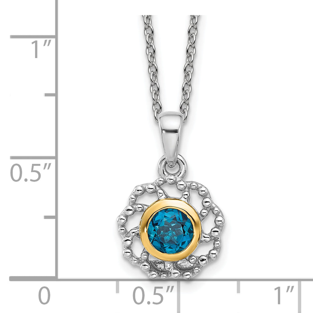 Shey Couture Sterling Silver Rhodium-Plated with 14k Accent London Blue Topaz 18 inch Necklace