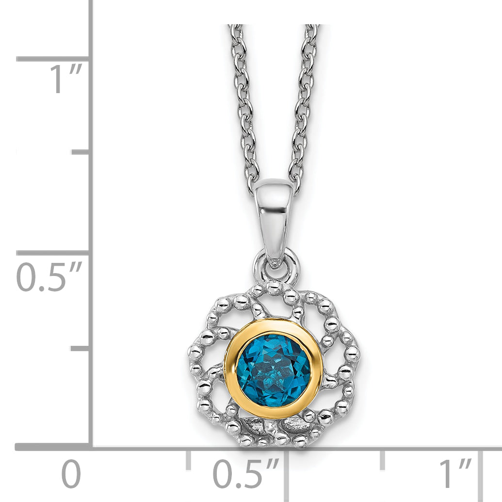 Shey Couture Sterling Silver Rhodium-Plated with 14k Accent London Blue Topaz 18 inch Necklace