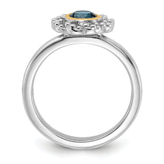 Shey Couture Sterling Silver Rhodium-plated with 14k Accent London Blue Topaz Ring