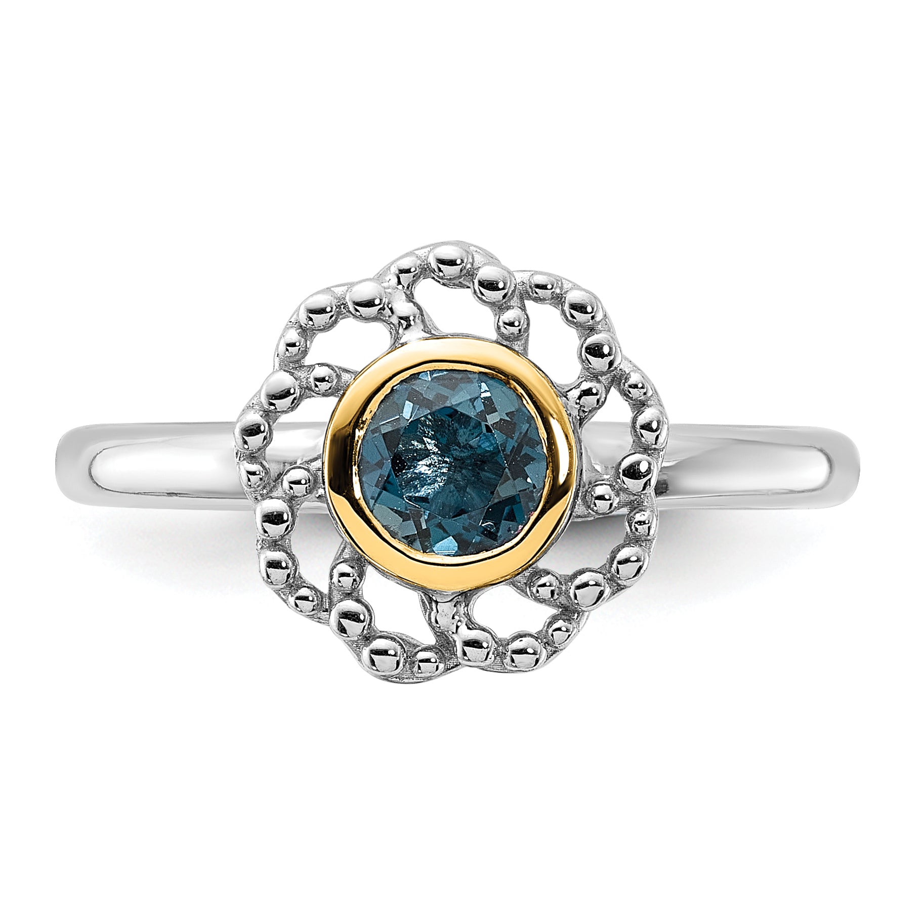 Shey Couture Sterling Silver Rhodium-plated with 14k Accent London Blue Topaz Ring