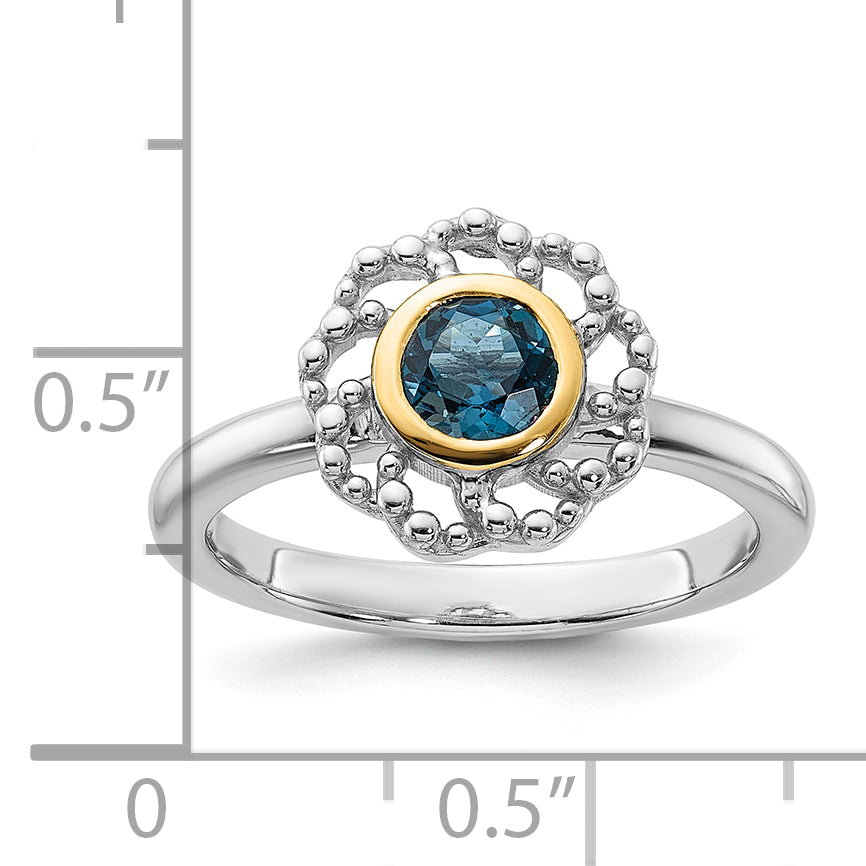 Shey Couture Sterling Silver Rhodium-plated with 14k Accent London Blue Topaz Ring