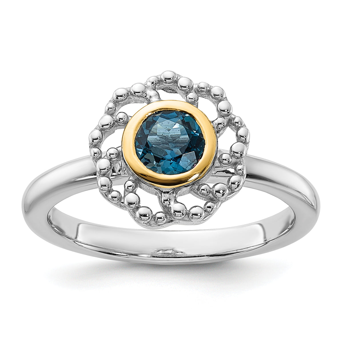 Shey Couture Sterling Silver Rhodium-plated with 14k Accent London Blue Topaz Ring