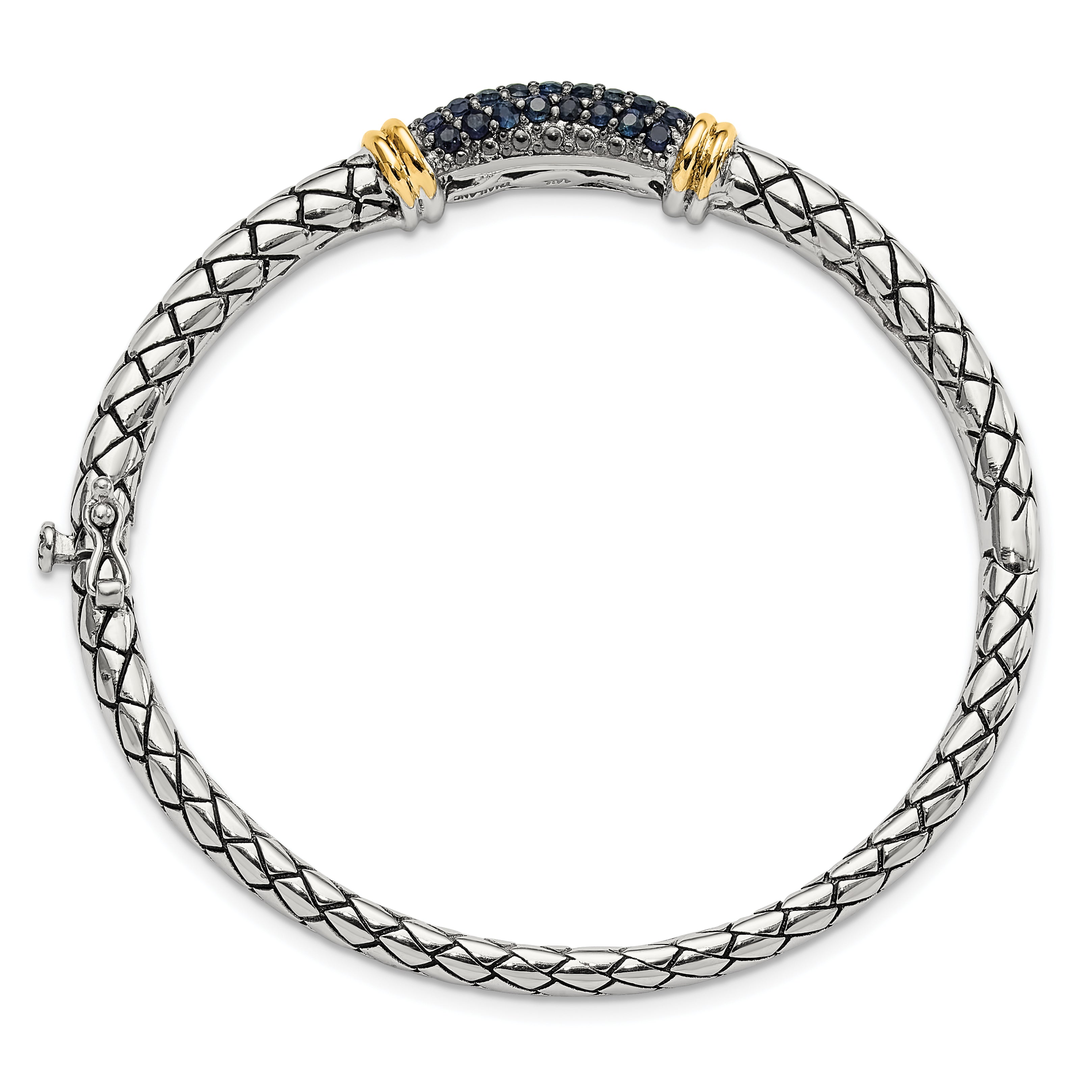 Shey Couture Sterling Silver Rhodium-plated with 14k Accent Sapphire Bangle Bracelet Secondary image