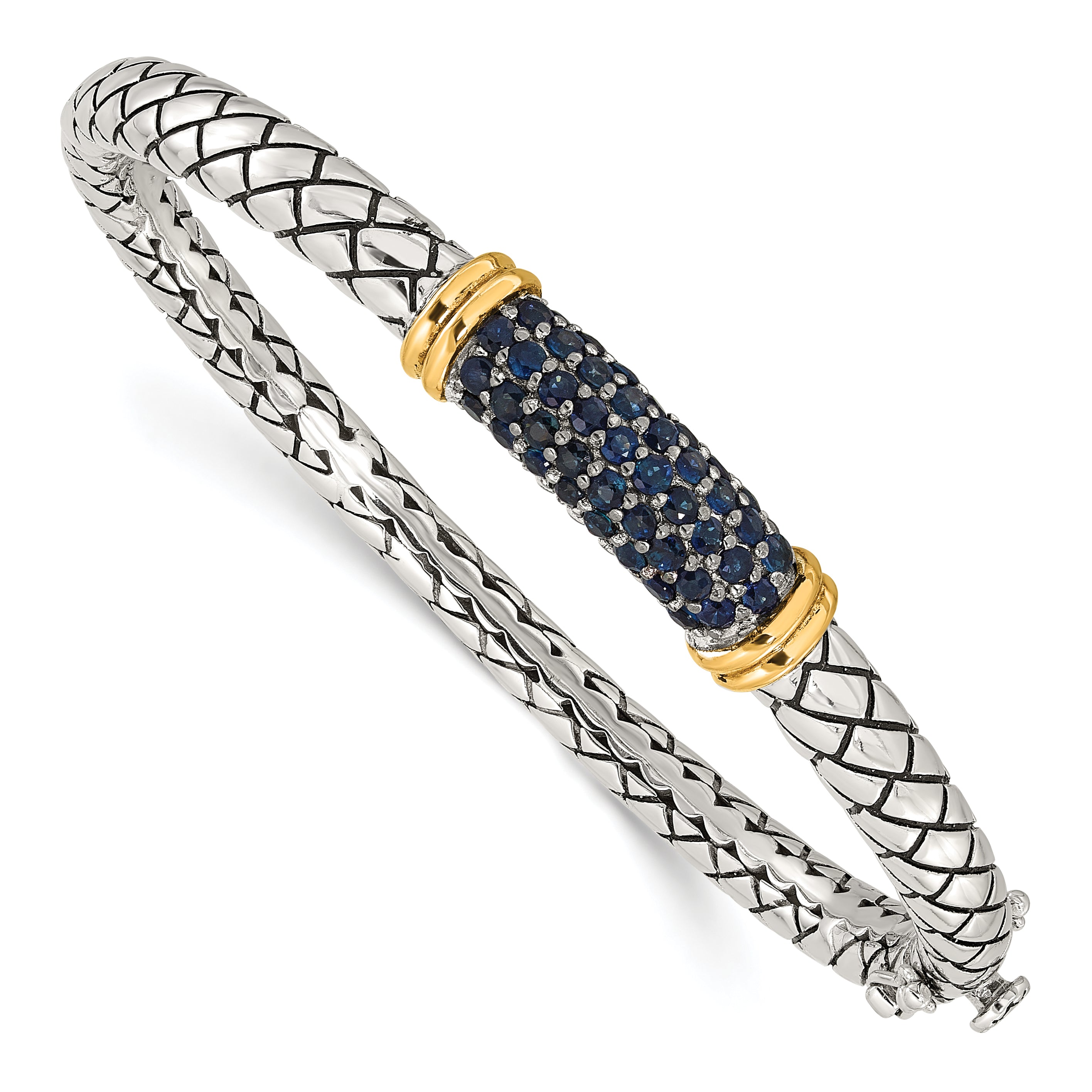 Shey Couture Sterling Silver Rhodium-plated with 14k Accent Sapphire Bangle Bracelet Main image