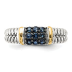Shey Couture Sterling Silver with 14k Accent Black Rhodium-Plated Antiqued Sapphire Ring