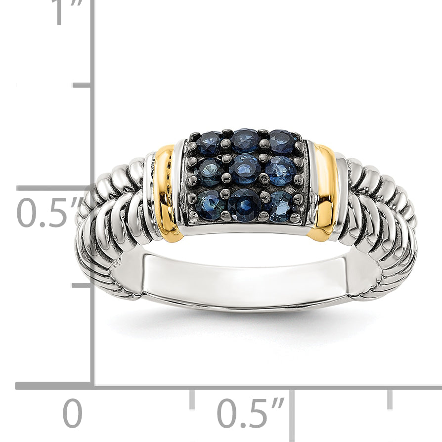 Shey Couture Sterling Silver with 14k Accent Black Rhodium-Plated Antiqued Sapphire Ring