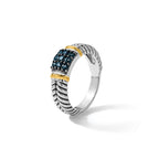 Shey Couture Sterling Silver with 14k Accent Black Rhodium-Plated Antiqued Sapphire Ring
