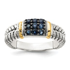 Shey Couture Sterling Silver with 14k Accent Black Rhodium-Plated Antiqued Sapphire Ring