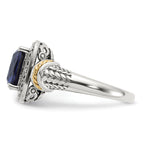 Shey Couture Sterling Silver with 14k Antiqued Lab Created Sapphire Ring