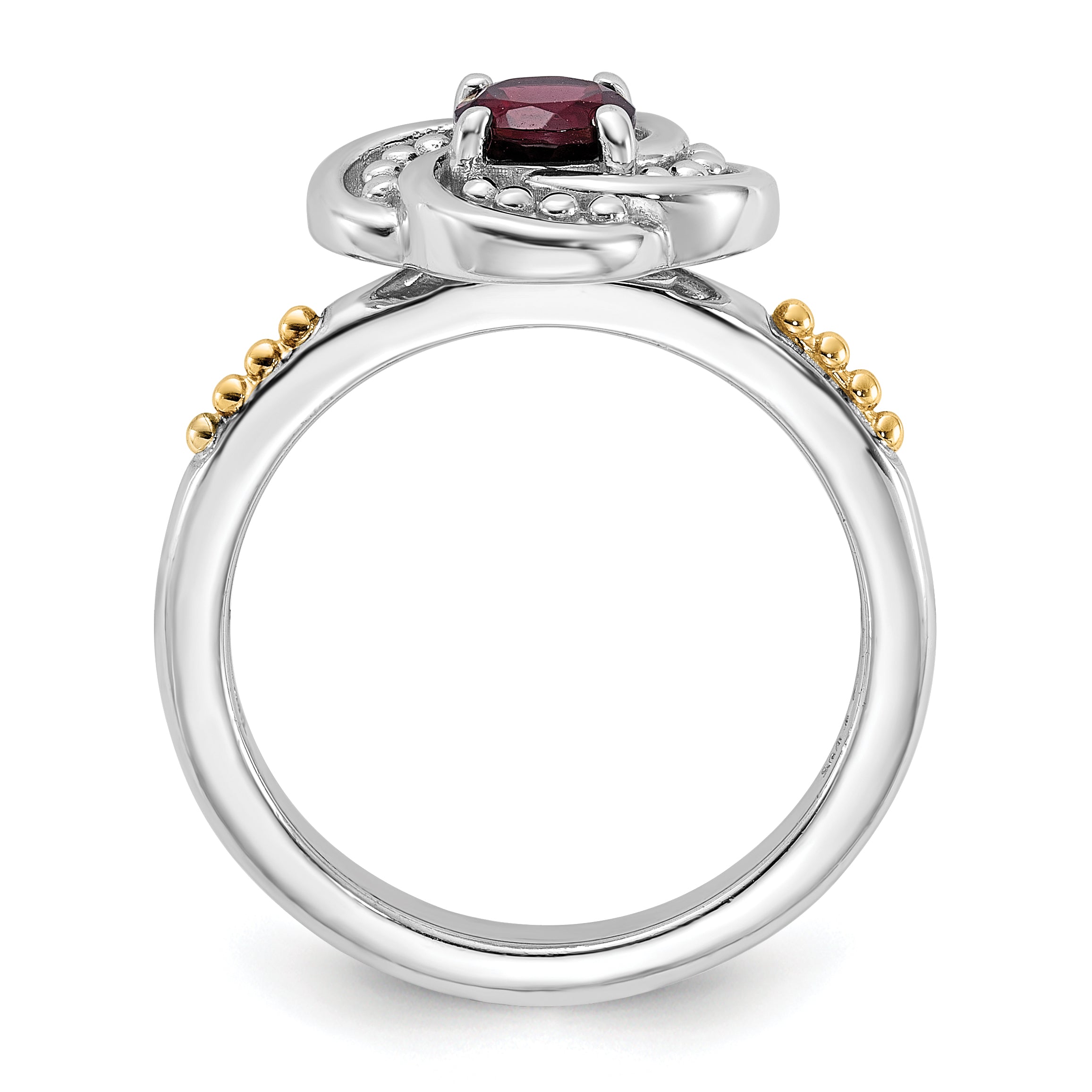 Shey Couture Sterling Silver Rhodium-plated with 14k Accent Garnet Ring Secondary image