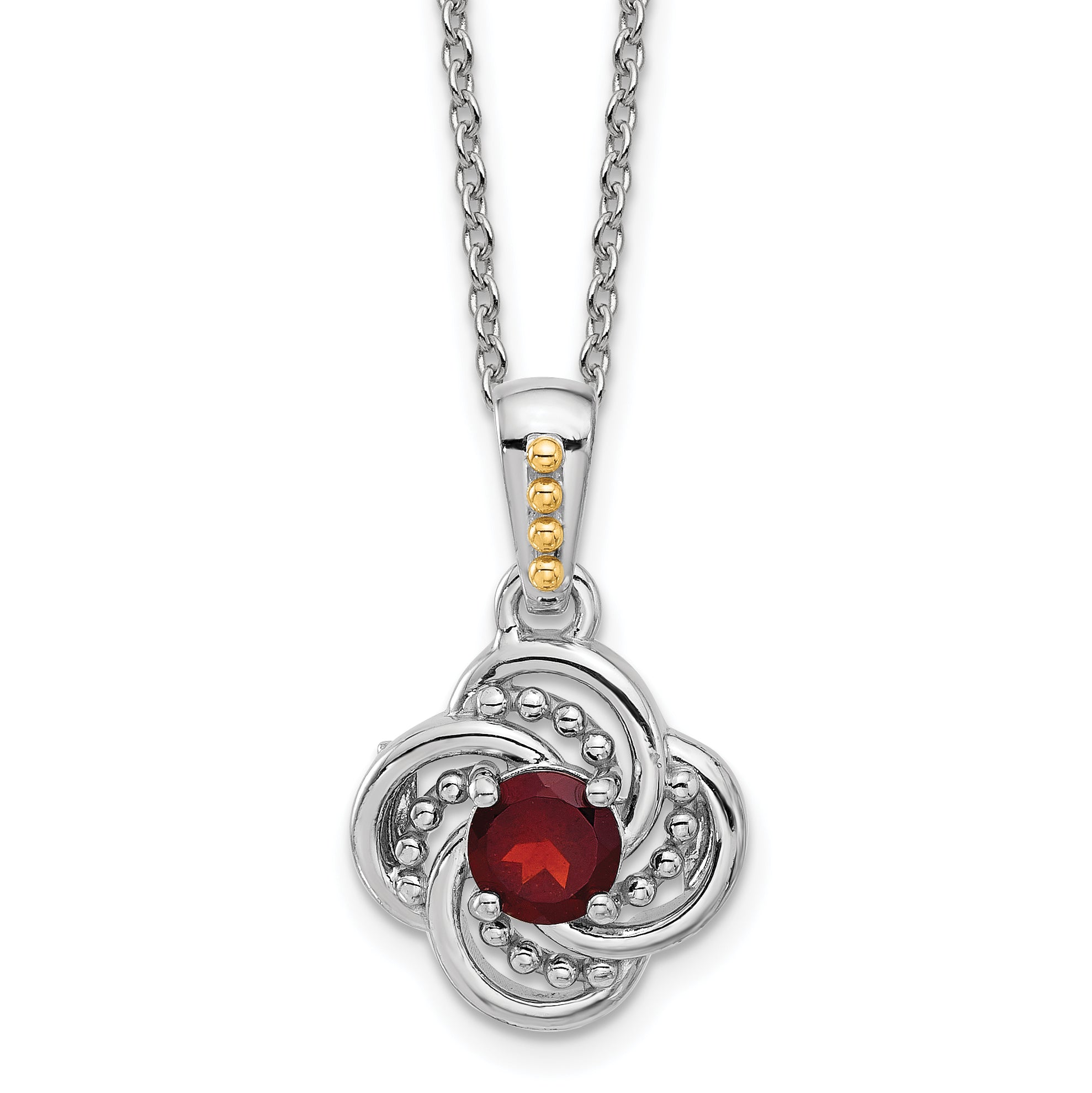 Shey Couture Sterling Silver Rhodium-Rhodium-Plated with 14k Accent Garnet 18 inch Necklace Main image