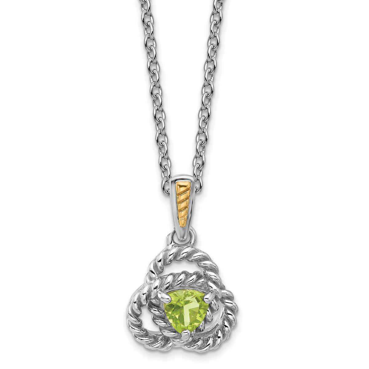 Shey Couture Sterling Silver Rhodium-Rhodium-Plated with 14k Accent Peridot 18 inch Necklace