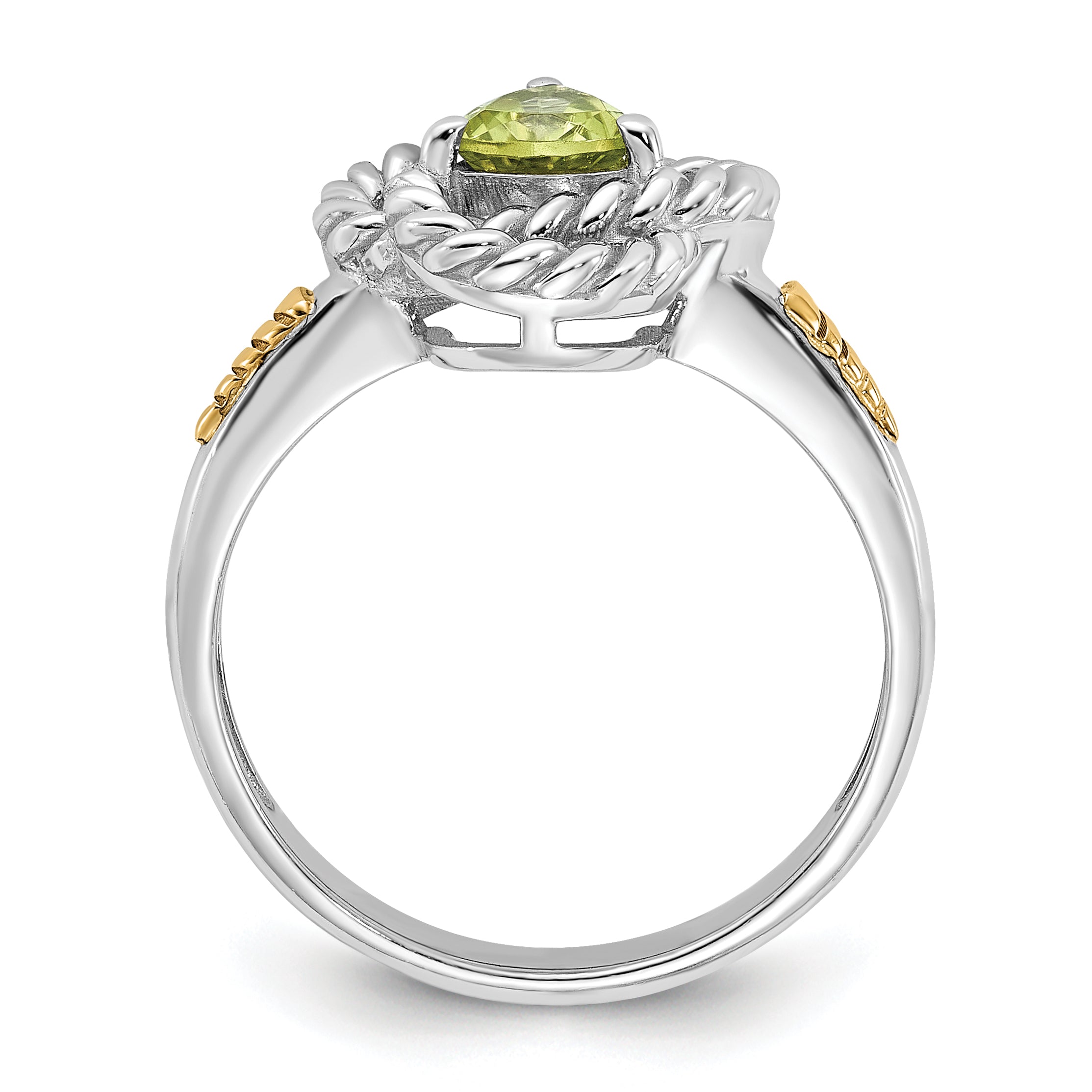 Shey Couture Sterling Silver Rhodium-plated with 14k Accent Peridot Ring Secondary image