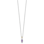 Shey Couture Sterling Silver Rhodium-plated with 14k Accent Marquise Amethyst Navette 18 inch with 2 inch Extension Necklace
