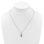 Shey Couture Sterling Silver Rhodium-plated with 14k Accent Marquise Amethyst Navette 18 inch with 2 inch Extension Necklace