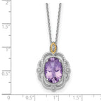 Shey Couture Sterling Silver Rhodium-plated with 14k Accent Oval Amethyst 18 inch with 2 inch Extension Vintage Necklace