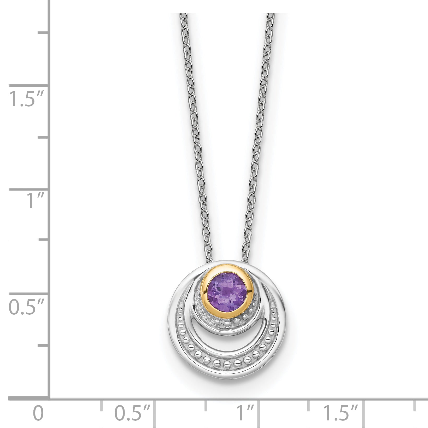 Shey Couture Sterling Silver Rhodium-plated with 14k Accent Round Amethyst Swirl Circle 18 inch with 2 inch Extension Necklace
