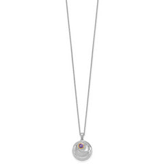 Shey Couture Sterling Silver Rhodium-plated with 14k Accent Round Amethyst Swirl Circle 18 inch with 2 inch Extension Necklace