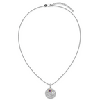 Shey Couture Sterling Silver Rhodium-plated with 14k Accent Round Amethyst Swirl Circle 18 inch with 2 inch Extension Necklace