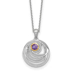 Shey Couture Sterling Silver Rhodium-plated with 14k Accent Round Amethyst Swirl Circle 18 inch with 2 inch Extension Necklace