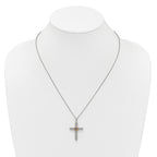 Shey Couture Sterling Silver Rhodium-plated with 14k Accent Round Amethyst Textured Cross 18 inch with 2 inch Extension Necklace