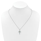 Shey Couture Sterling Silver Rhodium-plated with 14k -X- Accent Round Light Swiss Blue Topaz Cross 18 inch with 2 inch Extension Necklace