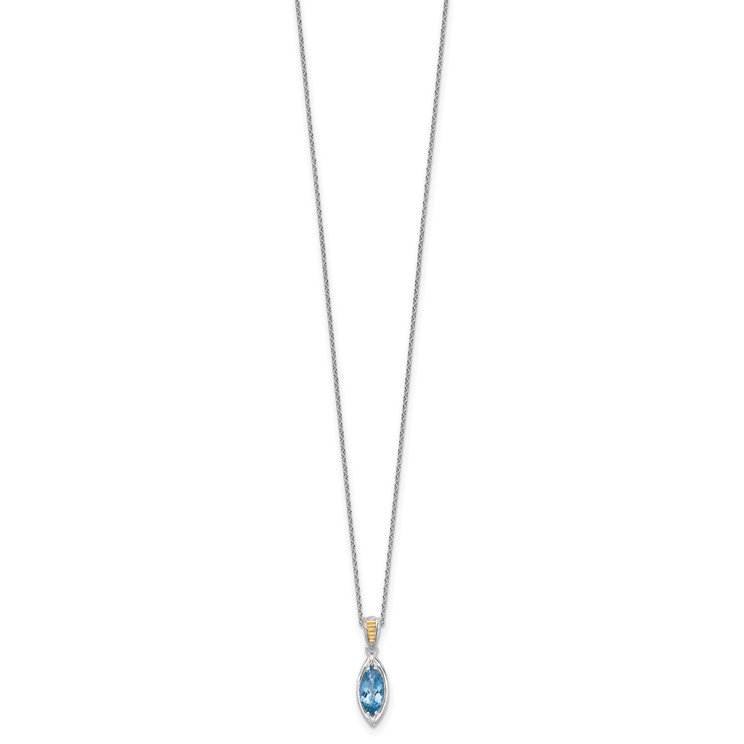 Shey Couture Sterling Silver Rhodium-plated with 14k Accent Marquise London Blue Topaz Navette 18 inch with 2 inch Extension Necklace Secondary image