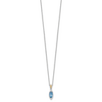 Shey Couture Sterling Silver Rhodium-plated with 14k Accent Marquise London Blue Topaz Navette 18 inch with 2 inch Extension Necklace