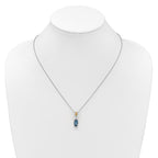 Shey Couture Sterling Silver Rhodium-plated with 14k Accent Marquise London Blue Topaz Navette 18 inch with 2 inch Extension Necklace