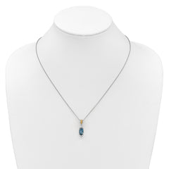 Shey Couture Sterling Silver Rhodium-plated with 14k Accent Marquise London Blue Topaz Navette 18 inch with 2 inch Extension Necklace