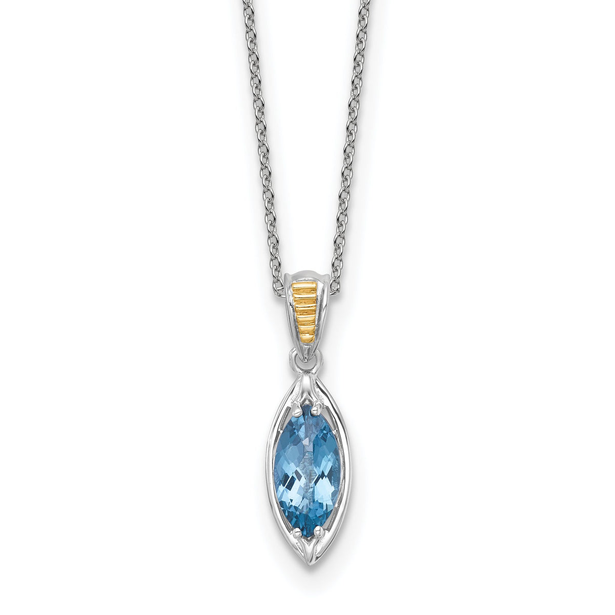 Marquise London Blue Topaz Necklace in Sterling Silver, 18 Inch - Sophia Jewelers Main image