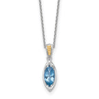 Shey Couture Sterling Silver Rhodium-plated with 14k Accent Marquise London Blue Topaz Navette 18 inch with 2 inch Extension Necklace