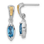Shey Couture Sterling Silver Rhodium-plated with 14k Accent Marquise London Blue Topaz Post Dangle Earrings