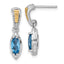 Shey Couture Sterling Silver Rhodium-plated with 14k Accent Marquise London Blue Topaz Post Dangle Earrings