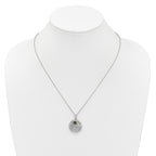 Shey Couture Sterling Silver Rhodium-plated with 14k Accent Round London Blue Topaz Swirl Circle 18 inch with 2 inch Extension Necklace