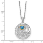 Shey Couture Sterling Silver Rhodium-plated with 14k Accent Round London Blue Topaz Swirl Circle 18 inch with 2 inch Extension Necklace