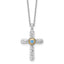 Shey Couture Sterling Silver Rhodium-plated with 14k Accent Round London Blue Topaz Textured Cross 18 inch with 2 inch Extension Necklace