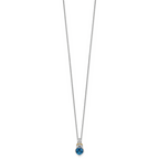 Shey Couture Sterling Silver Rhodium-plated with 14k Accent Checker Cushion London Blue Topaz .04ct. Diamond 18 inch w/2 inch Extension Necklace