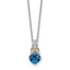 Shey Couture Sterling Silver Rhodium-plated with 14k Accent Checker Cushion London Blue Topaz .04ct. Diamond 18 inch w/2 inch Extension Necklace