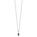 Shey Couture Sterling Silver Rhodium-plated with 14k Accent Marquise Garnet Navette 18 inch with 2 inch Extension Necklace
