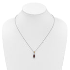 Shey Couture Sterling Silver Rhodium-plated with 14k Accent Marquise Garnet Navette 18 inch with 2 inch Extension Necklace