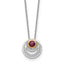 Shey Couture Sterling Silver Rhodium-plated with 14K Accent Round Garnet Swirl Circle 18 inch with 2 inch Extension Necklace
