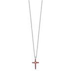 Shey Couture Sterling Silver Rhodium-plated with 14k -X- Accent Round Garnet Cross 18 inch with 2 inch Extension Necklace