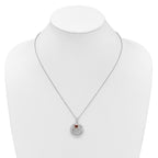 Shey Couture Sterling Silver Rhodium-plated with 14K Accent Round Garnet Swirl Circle 18 inch with 2 inch Extension Necklace