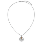 Shey Couture Sterling Silver Rhodium-plated with 14K Accent Round Garnet Swirl Circle 18 inch with 2 inch Extension Necklace