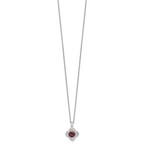 Shey Couture Sterling Silver Rhodium-plated with 14k Accent Round Garnet Flower 18 inch with 2 inch Extension Necklace