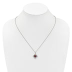 Shey Couture Sterling Silver Rhodium-plated with 14k Accent Round Garnet Flower 18 inch with 2 inch Extension Necklace